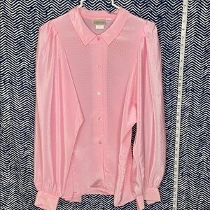 Vintage 80's Secretary Pink Long Sleeve Blouse 10